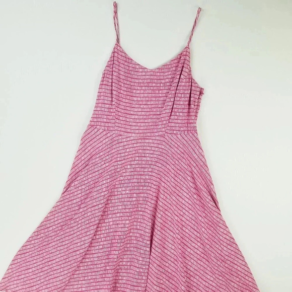 Old Navy Small Women's The Cami Dress Spaghetti String Side Zip Pink White Strip - Picture 1 of 8